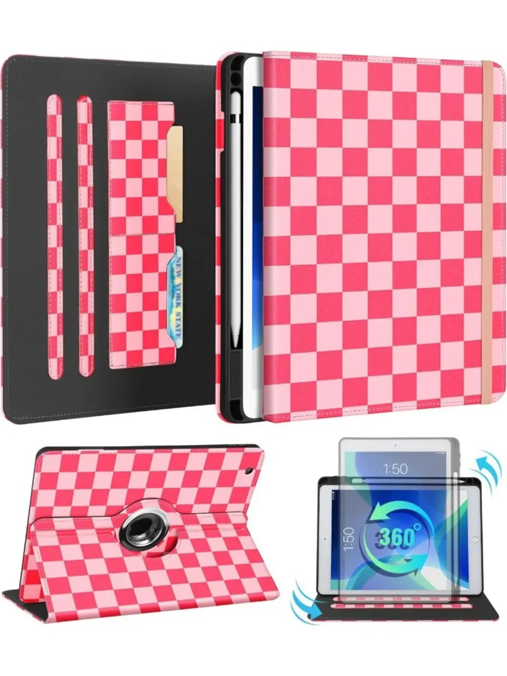 Stylish Pink Plaid Case for iPad 9th/8th/7th Gen - Durable & Lightweight